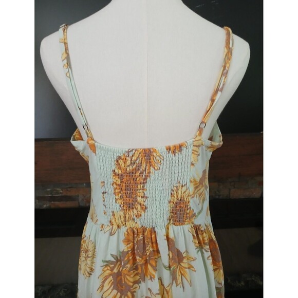 Urban Outfitters Cooperative Linen Blend Womens Sunflower Sundress Large Pockets - Picture 6 of 14